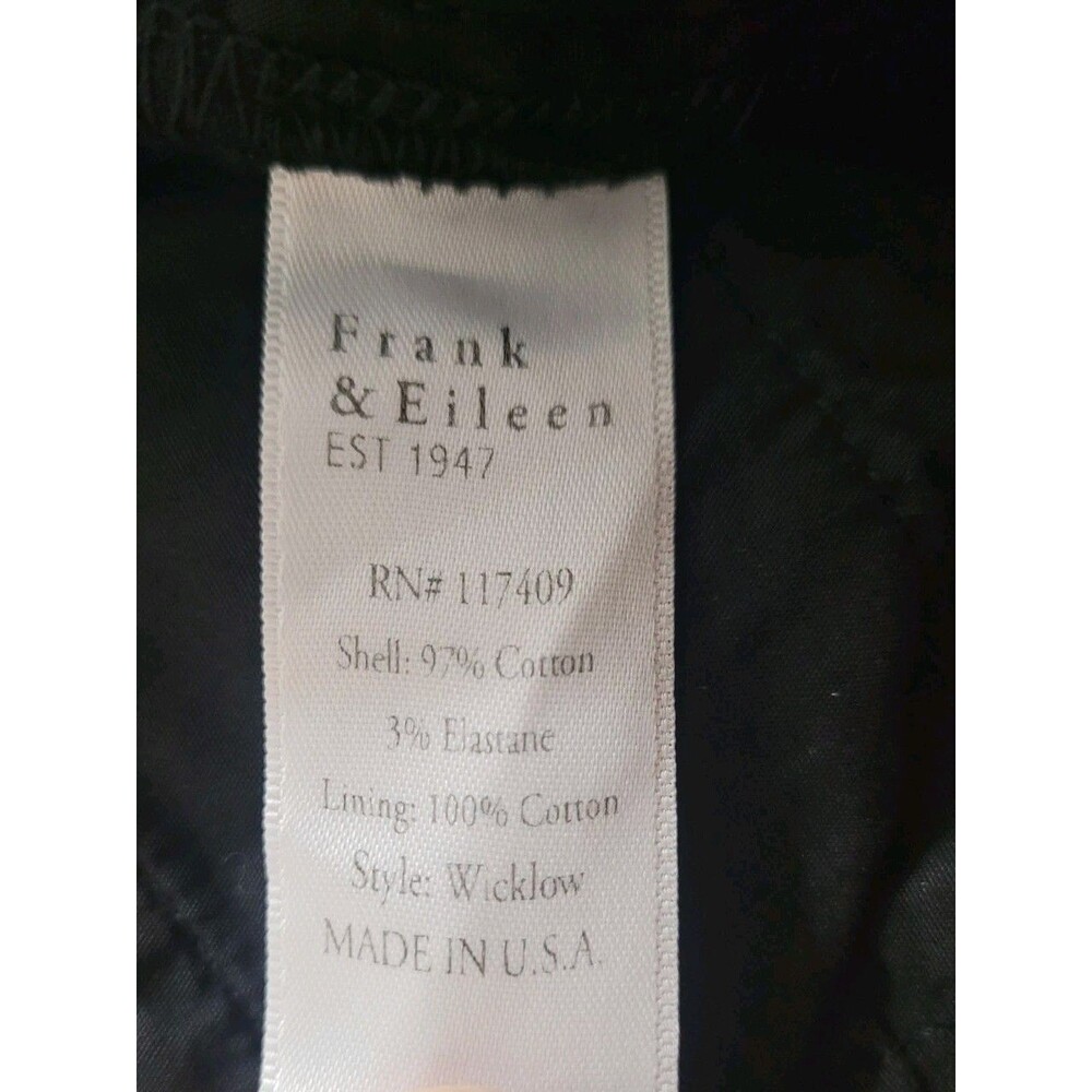 Frank & Eileen Wicklow Italian Chino Pants Wmns 10 Black Tuxedo Cropped Raw Hem - Picture 4 of 8